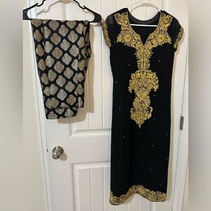 Black and gold desi Indian Pakistani wear